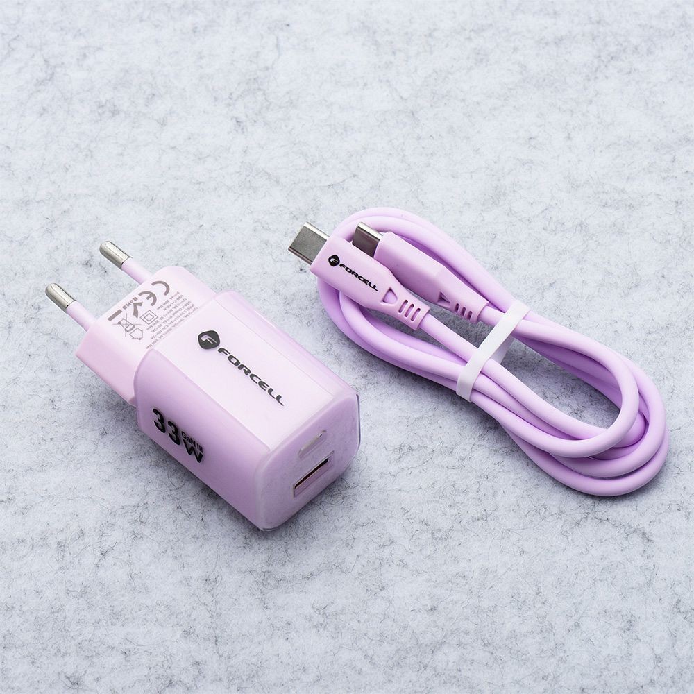 Szybka ładowarka 33W USB Typ C + USB A z kablem 2x USB Typ C do iPhone 1516, różowa (4)