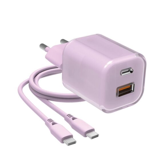 Szybka ładowarka 33W USB Typ C + USB A z kablem 2x USB Typ C do iPhone 1516, różowa (6)