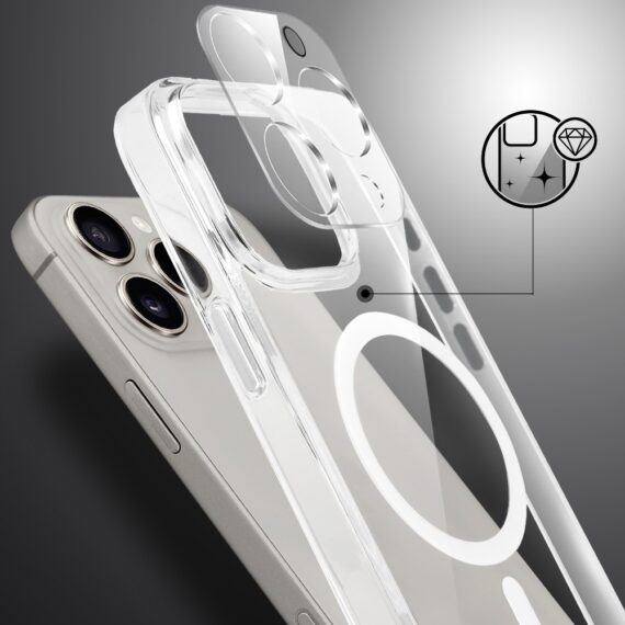 Zestaw_Ibizu Crystal Clear Glass z MagSafe, szklany tył 9H, przeźroczyste+szklo (9)