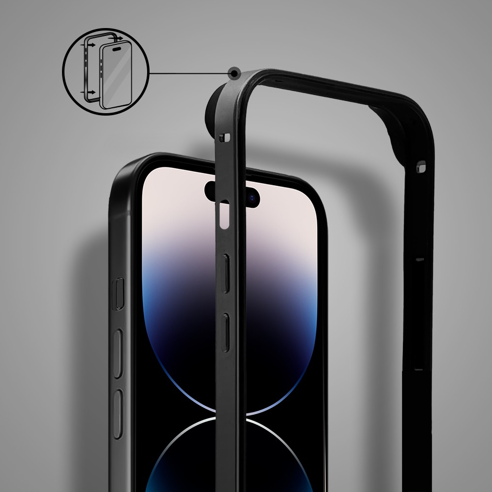 Bumper do iPhone 14 Pro, Metal Slim, metalowa ramka ochronna, czarny (7)