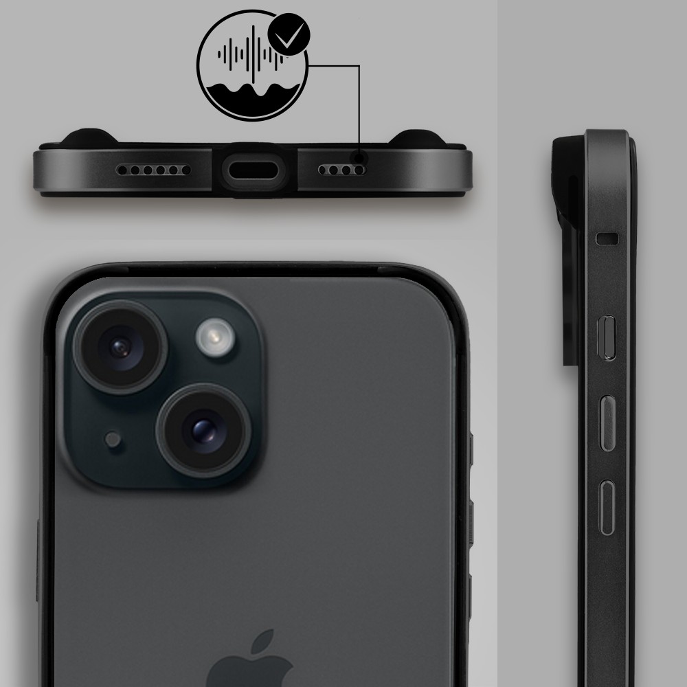Bumper do iPhone 15, Metal Slim, metalowa ramka ochronna, czarny (11)