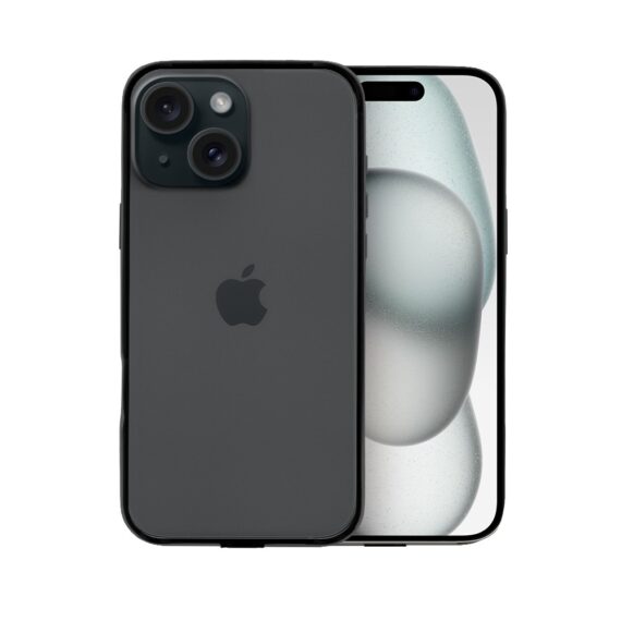 Bumper do iPhone 15, Metal Slim, metalowa ramka ochronna, czarny (6)