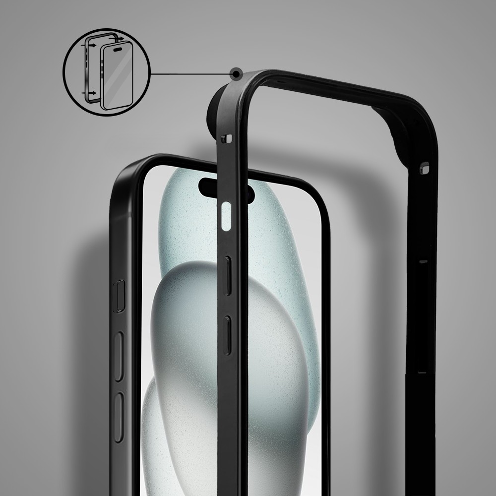 Bumper do iPhone 15, Metal Slim, metalowa ramka ochronna, czarny (7)