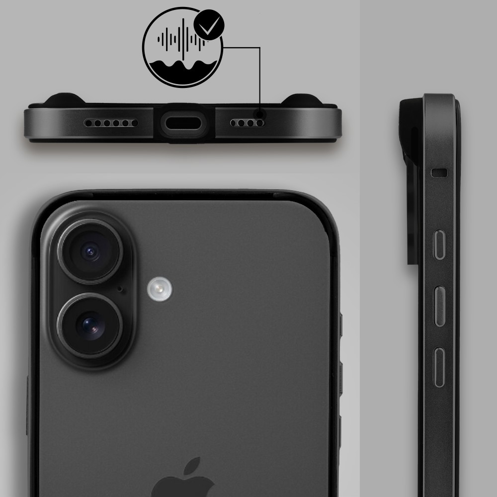 Bumper do iPhone 16, Metal Slim, metalowa ramka ochronna, czarny (11)