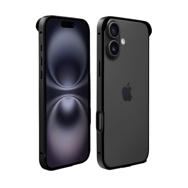 Bumper do iPhone 16 Plus, Metal Slim, metalowa ramka ochronna, czarny