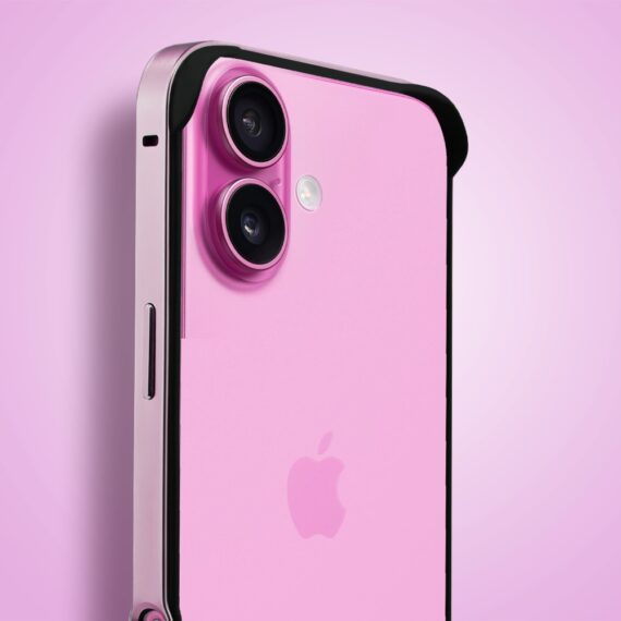 Bumper do iPhone 16, Metal Slim, metalowa ramka ochronna, różowy (9)