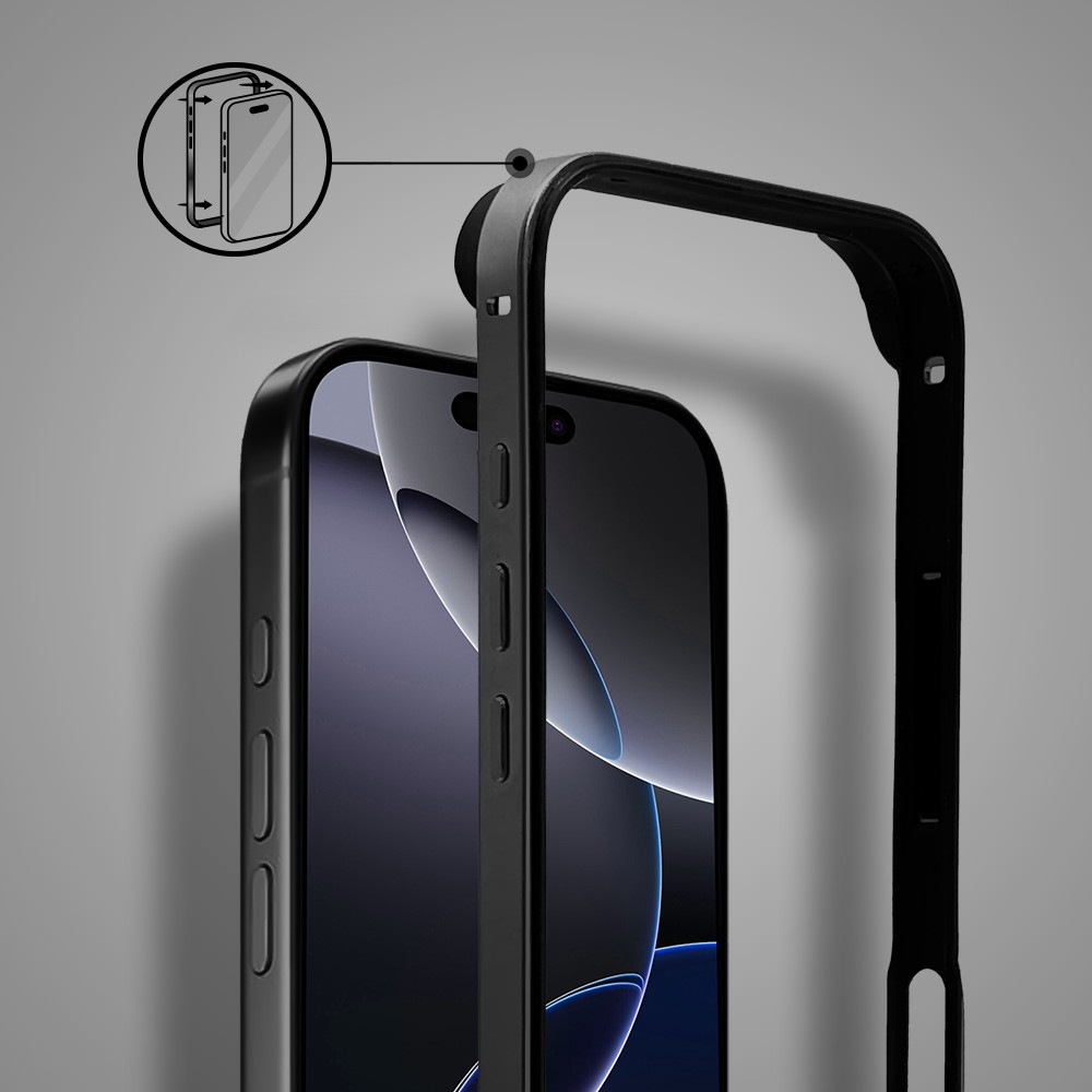 Bumper do iPhone 16 Pro Max, Metal Slim, metalowa ramka ochronna, czarny (7)