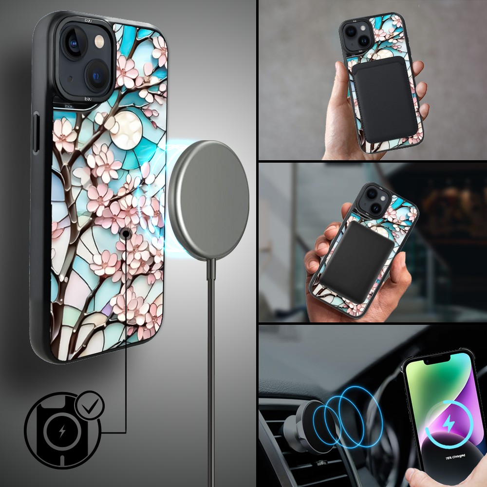 Etui do iPhone 14 IBIZU DropGuard Matt z MagSafe, Barwy Szkła, Księżycowa Wiśnia (7)