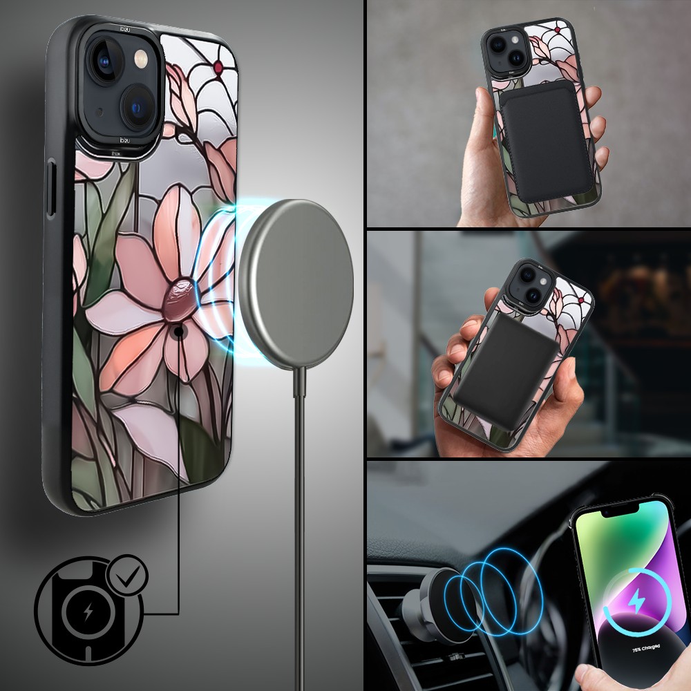 Etui do iPhone 14 IBIZU DropGuard Matt z MagSafe, Barwy Szkła, Różowa magnolia (8)