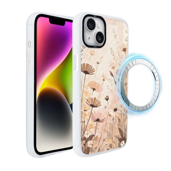 Etui do iPhone 14 IBIZU DropGuard Matt z MagSafe, Boho, Kwiatowa łąka