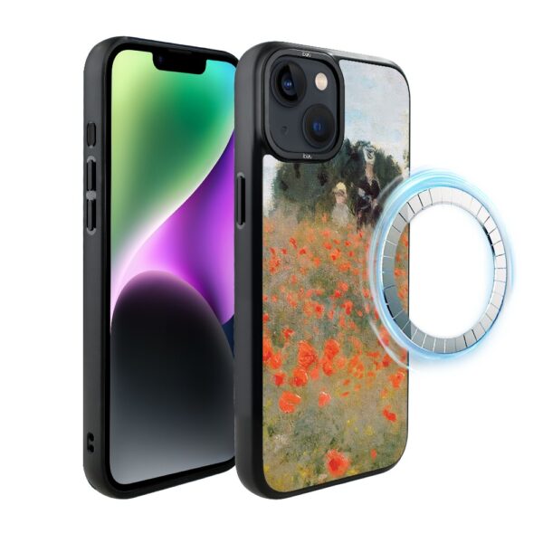 Etui do iPhone 14 IBIZU DropGuard Matt z MagSafe, Claude Monet, pole maków
