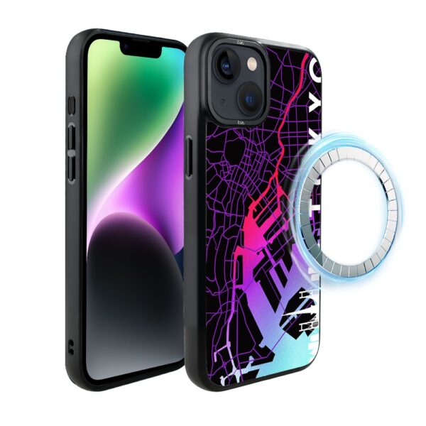 Etui do iPhone 14 Plus IBIZU DropGuard Matt z MagSafe, Mapy Świata, Tokyo