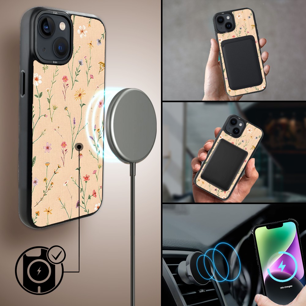 Etui do iPhone 14 IBIZU DropGuard Matt z MagSafe, Pastel Bloom, Kolorowa łąka (6)