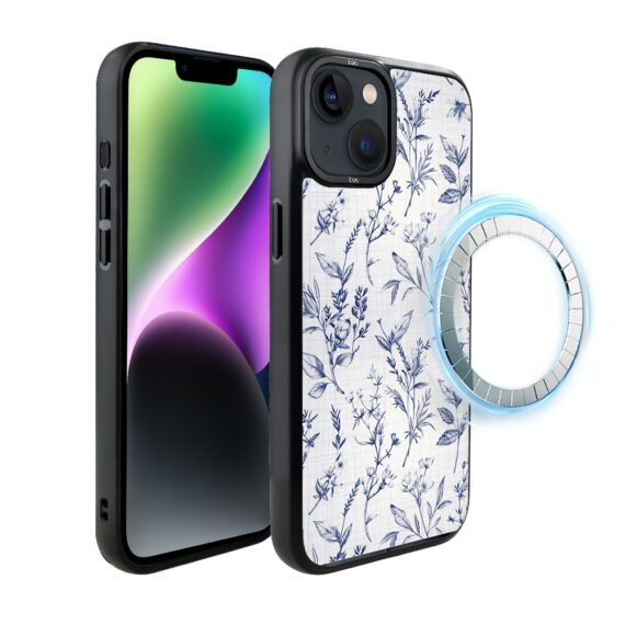 Etui do iPhone 14 IBIZU DropGuard Matt z MagSafe, Pastel Bloom, Lazurowe szepty (3)