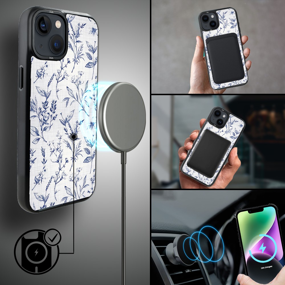 Etui do iPhone 14 IBIZU DropGuard Matt z MagSafe, Pastel Bloom, Lazurowe szepty (6)