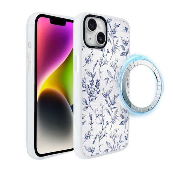 Etui-do-iPhone-14-IBIZU-DropGuard-Matt-z-MagSafe-Pastel-Bloom-Lazurowe-szepty-white (3)