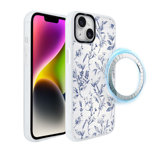 Etui do iPhone 14 Plus IBIZU DropGuard Matt z MagSafe, Pastel Bloom, Lazurowe szepty