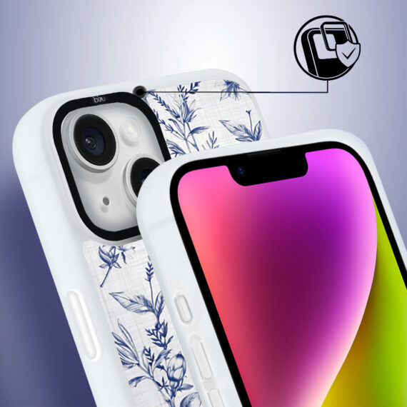 Etui-do-iPhone-14-IBIZU-DropGuard-Matt-z-MagSafe-Pastel-Bloom-Lazurowe-szepty-white (6)