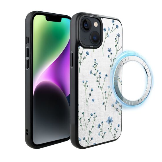 Etui do iPhone 14 IBIZU DropGuard Matt z MagSafe, Pastel Bloom, Niebieski sen (2)