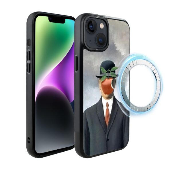 Etui do iPhone 14 IBIZU DropGuard Matt z MagSafe, Rene Magritte, syn człowieczy