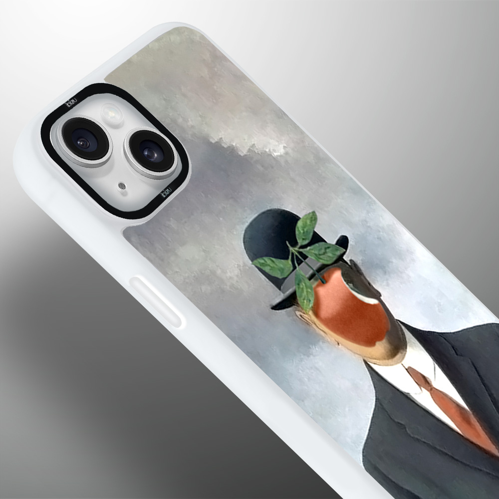 Etui-do-iPhone-14-IBIZU-DropGuard-Matt-z-MagSafe-Rene-Magritte-syn-człowieczy-white (2)