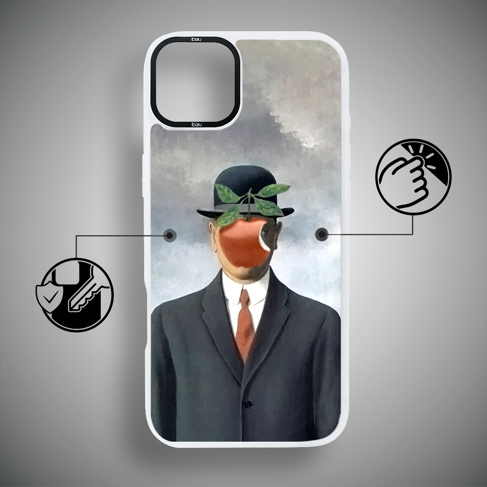 Etui-do-iPhone-14-IBIZU-DropGuard-Matt-z-MagSafe-Rene-Magritte-syn-człowieczy-white (7)