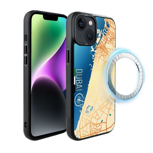 Etui do iPhone 14 IBIZU DropGuard Matt z MagSafe, Mapy Świata, Dubai
