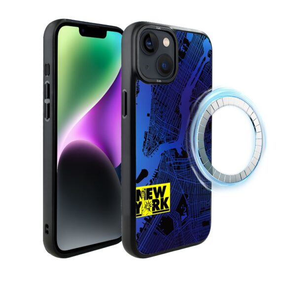 Etui do iPhone 14 Plus IBIZU DropGuard Matt z MagSafe, Mapy Świata, New York (7)
