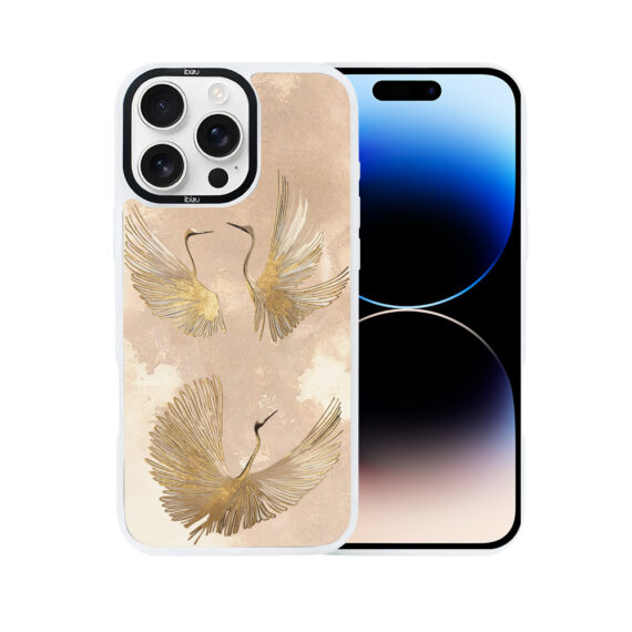Etui-do-iPhone-14-Pro-IBIZU-DropGuard-Matt-z-MagSafe-Boho-Złote-żurawie (1)