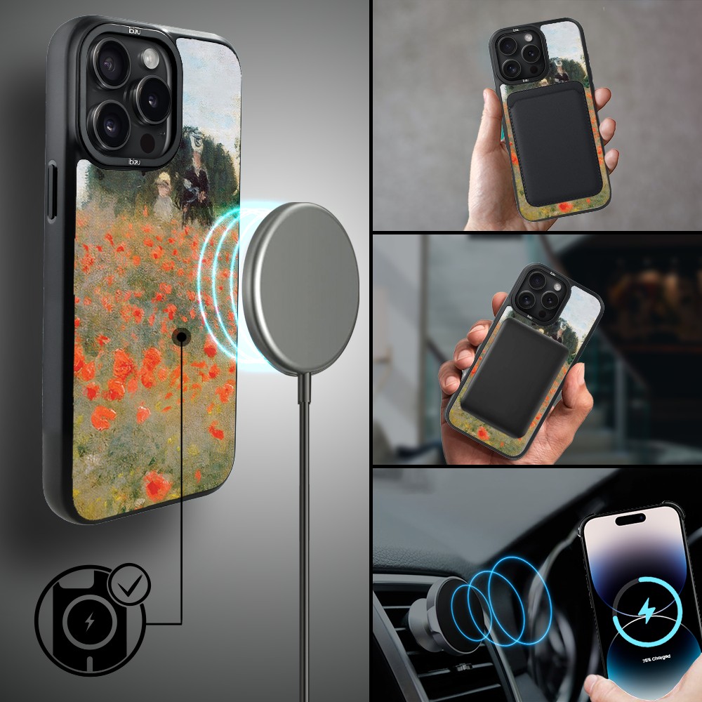 Etui-do-iPhone-14-Pro-IBIZU-DropGuard-Matt-z-MagSafe-Claude-Monet-pole-maków (1)