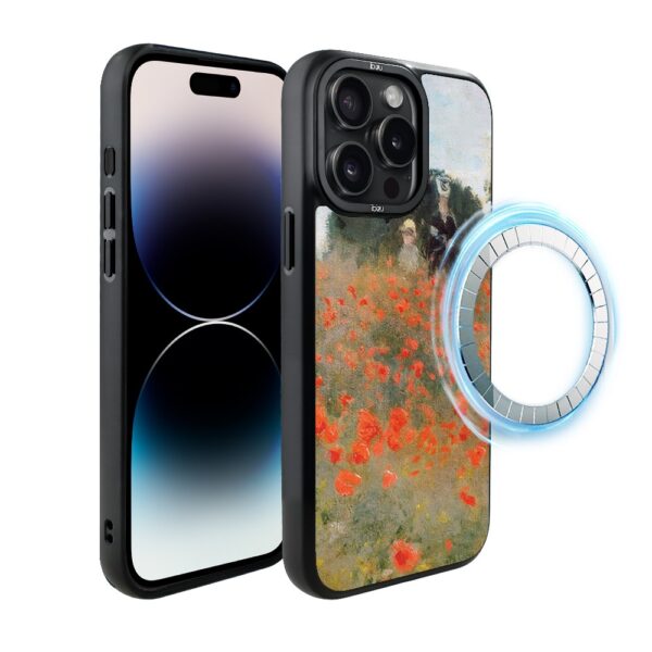 Etui do iPhone 14 Pro Max IBIZU DropGuard Matt z MagSafe, Claude Monet, pole maków