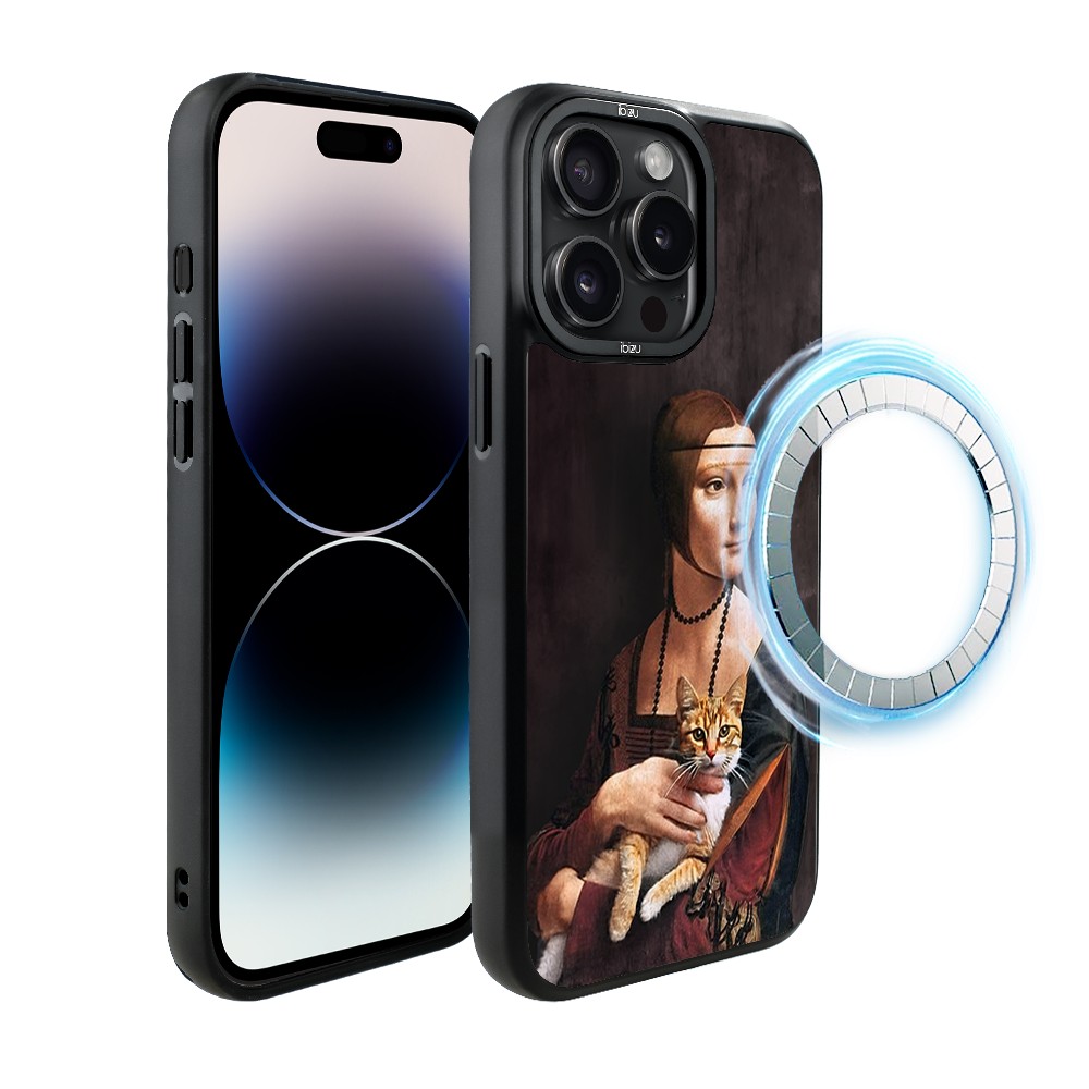 Etui do iPhone 14 Pro Max IBIZU DropGuard Matt z MagSafe, Leonardo Da Vinci, dama z kotem