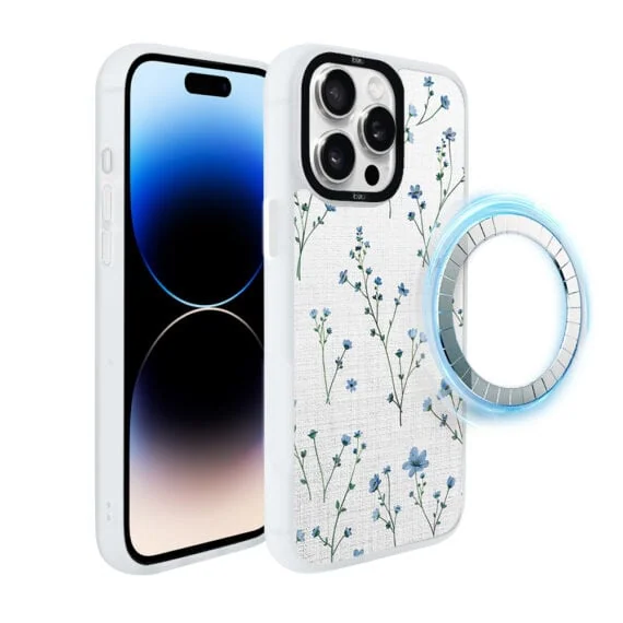 Etui-do-iPhone-14-Pro-IBIZU-DropGuard-Matt-z-MagSafe-Pastel-Bloom-Niebieski-sen-pop1