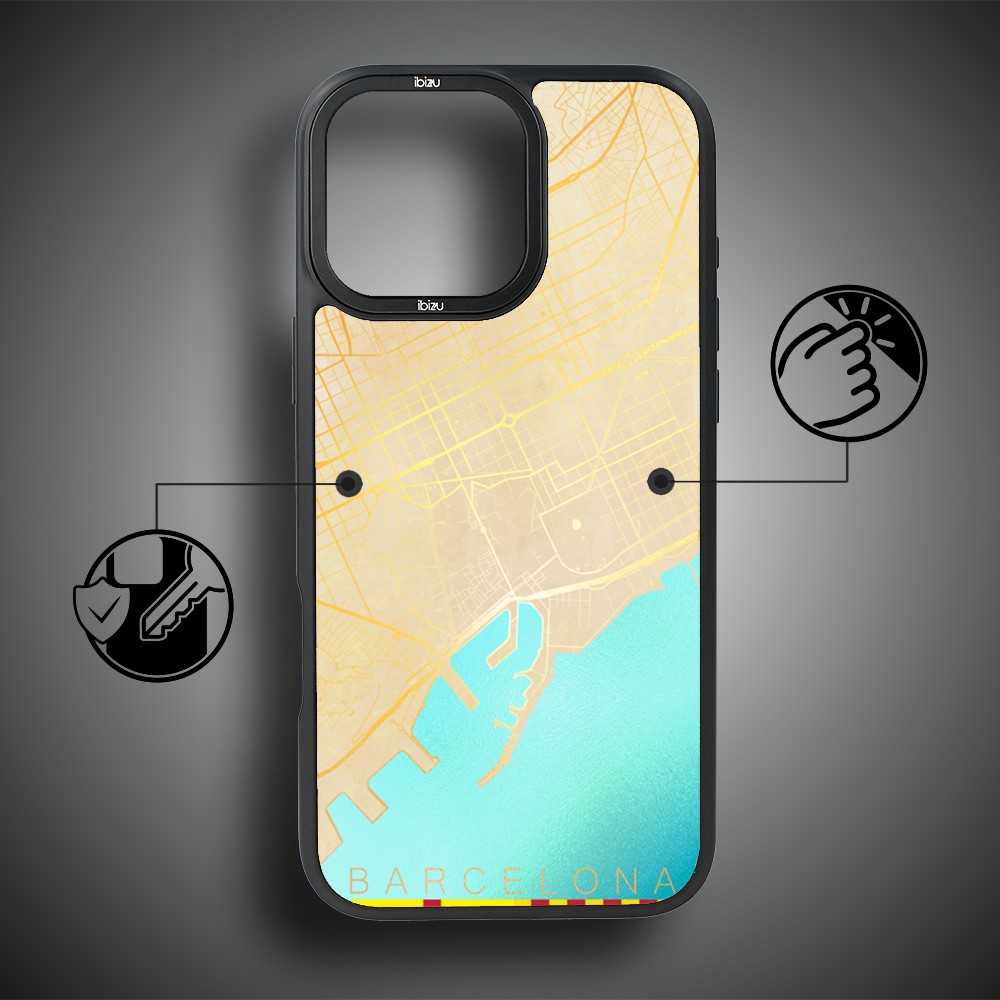 Etui do iPhone 14 Pro Max IBIZU DropGuard Matt z MagSafe, Mapy Świata, Barcelona (1)