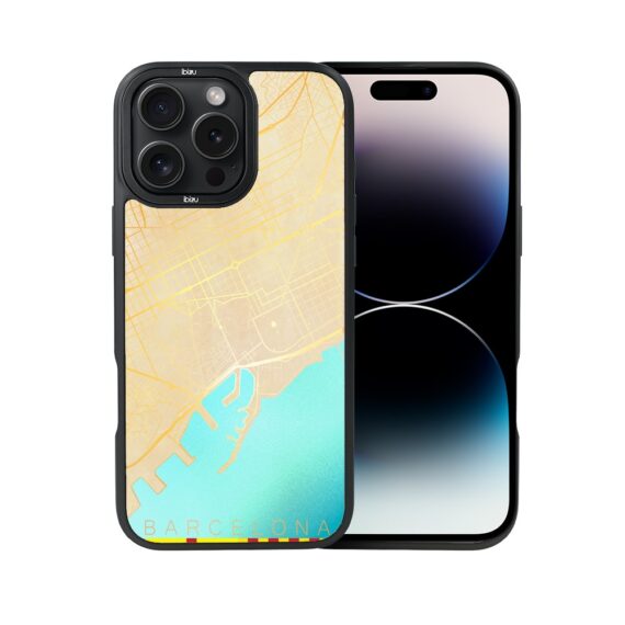 Etui do iPhone 14 Pro Max IBIZU DropGuard Matt z MagSafe, Mapy Świata, Barcelona (2)
