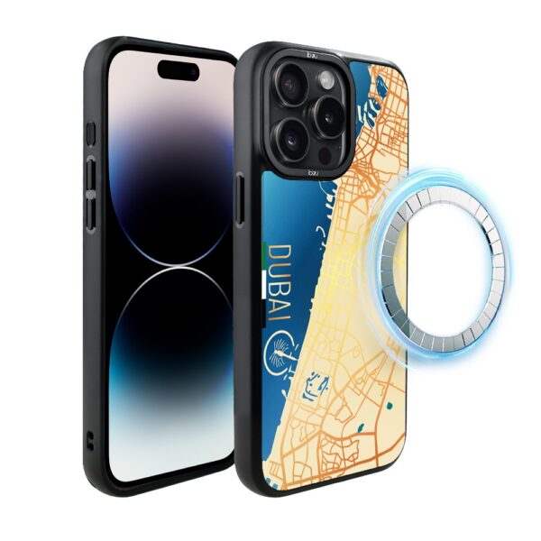 Etui do iPhone 14 Pro Max IBIZU DropGuard Matt z MagSafe, Mapy Świata, Dubai