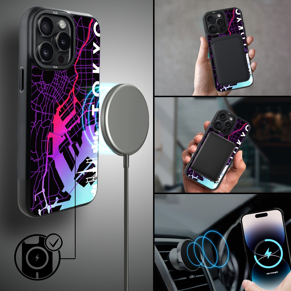 Etui do iPhone 14 Pro Max IBIZU DropGuard Matt z MagSafee, Mapy Świata, Tokyo (2)