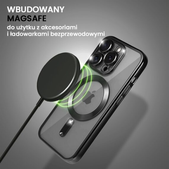 Etui do iPhone 14 Pro Max MagSafe Luxury Protect przeźroczyste, czarne (5)
