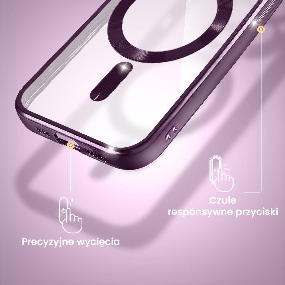 Etui do iPhone 14 Pro Max MagSafe Luxury Protect przeźroczyste, głęboka purpura (1)