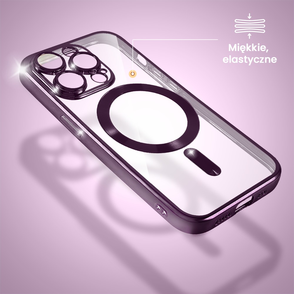 Etui do iPhone 14 Pro Max MagSafe Luxury Protect przeźroczyste, głęboka purpura (3)
