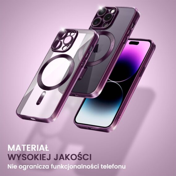 Etui do iPhone 14 Pro Max MagSafe Luxury Protect przeźroczyste, głęboka purpura (4)