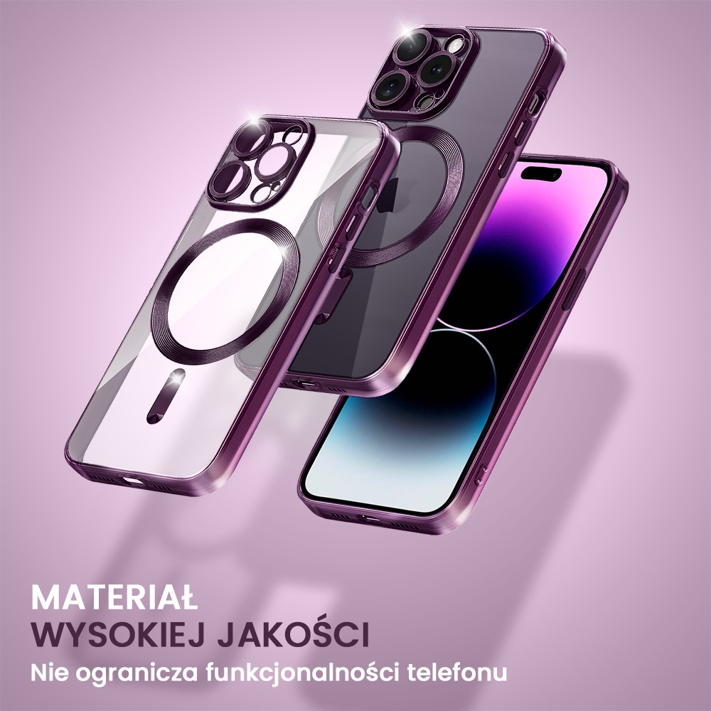 Etui do iPhone 14 Pro Max MagSafe Luxury Protect przeźroczyste, głęboka purpura (4)