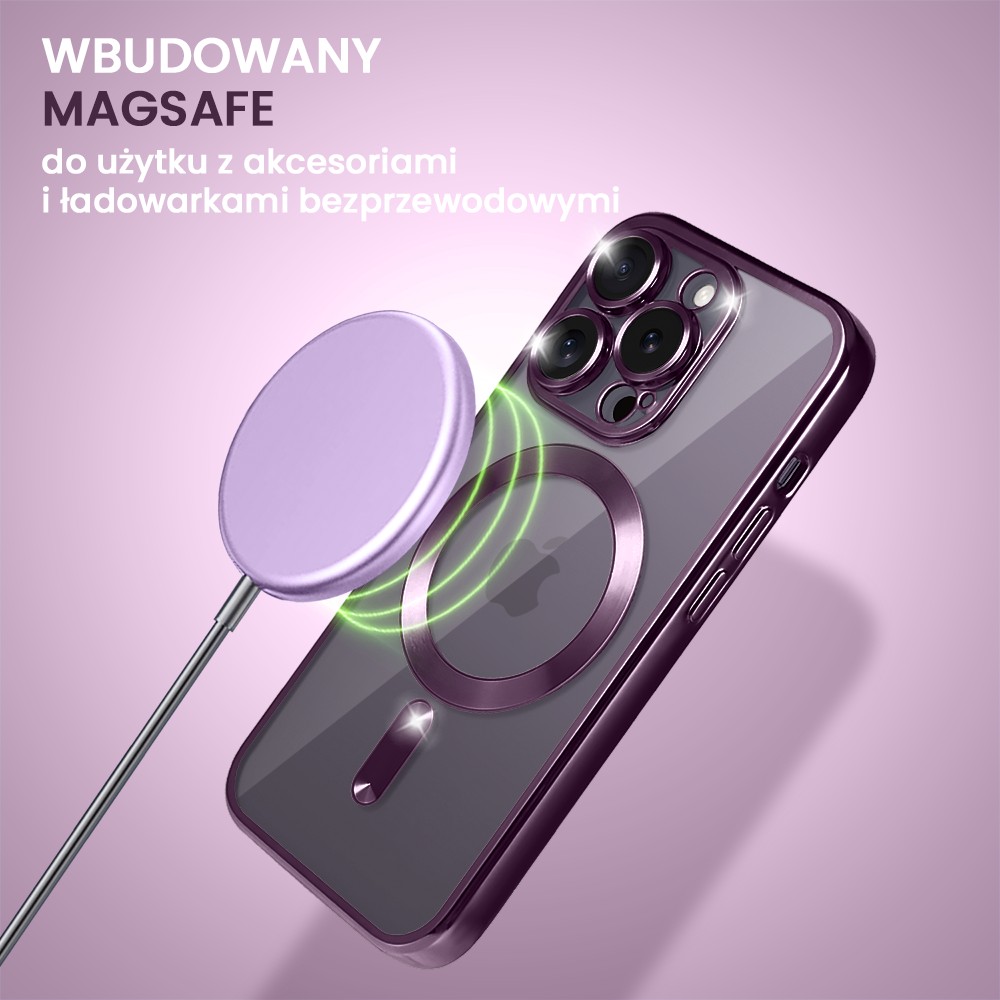 Etui do iPhone 14 Pro Max MagSafe Luxury Protect przeźroczyste, głęboka purpura (5)