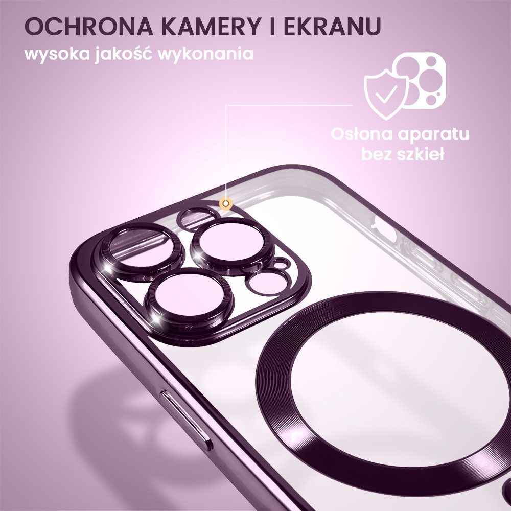 Etui do iPhone 14 Pro Max MagSafe Luxury Protect przeźroczyste, głęboka purpura (6)