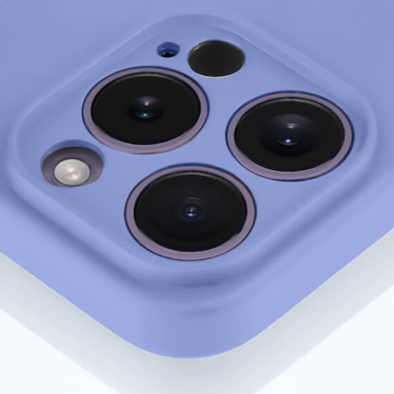 Etui do iPhone 14 Pro Max silikonowe z mikrofibrą soft touch z osłoną na aparat, fioletowe liliowe (1)