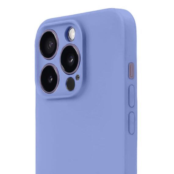 Etui do iPhone 14 Pro Max silikonowe z mikrofibrą soft touch z osłoną na aparat, fioletowe liliowe (2)