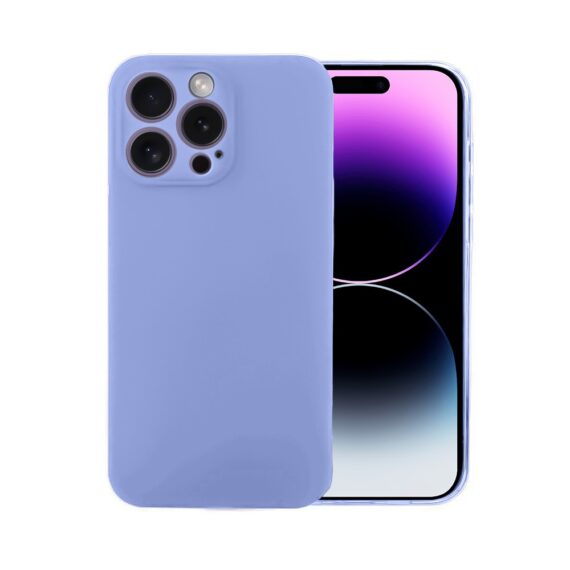 Etui do iPhone 14 Pro Max silikonowe z mikrofibrą soft touch z osłoną na aparat, fioletowe liliowe (6)