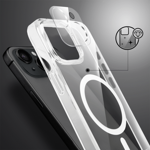 Etui do iPhone 15 Clear Case MagSafe ze szklanym tyłem oraz ochroną aparatu (11)