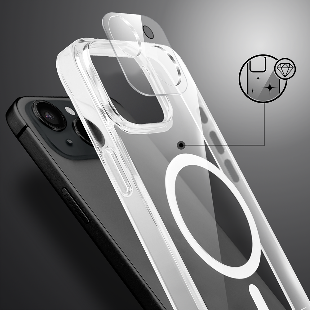 Etui do iPhone 15 Clear Case MagSafe ze szklanym tyłem oraz ochroną aparatu (11)
