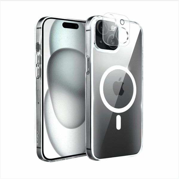 Etui do iPhone 15 Clear Case MagSafe ze szklanym tyłem oraz ochroną aparatu